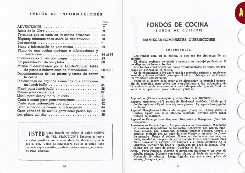 2 páginas del del libro EL PRÁCTICO - 6500 Recetas - Resumen Mundial de Cocina y Pastelería