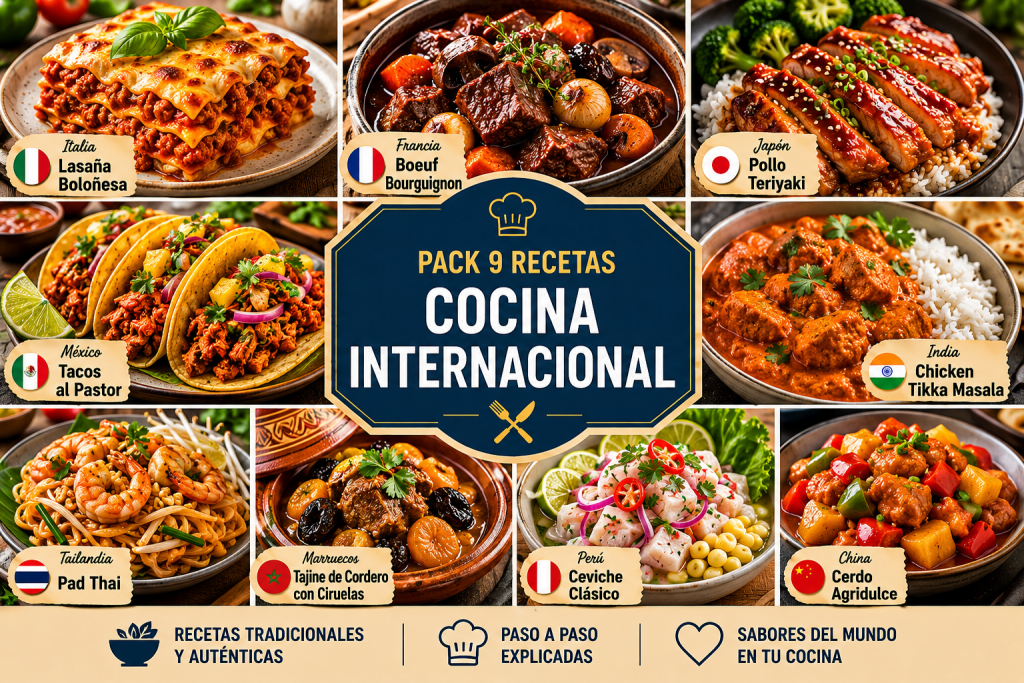 Pack COCINA INTERNACIONAL - 9 Recetas