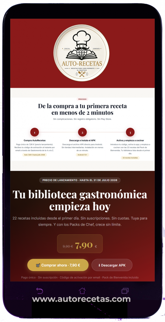 APK Android AUTO-RECETAS - EL PRACTICO