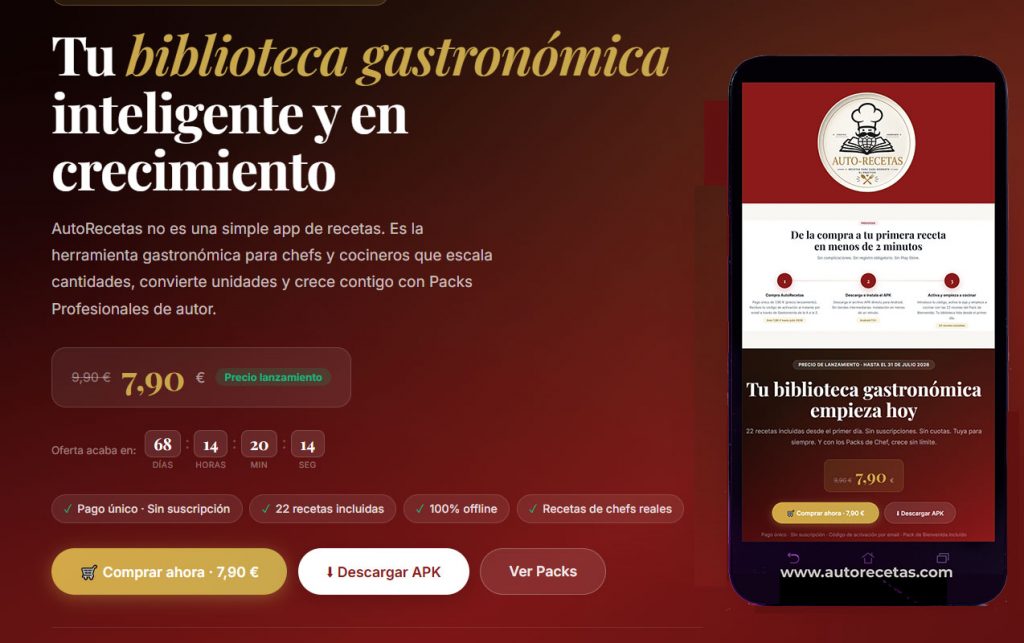 APK Android AUTO-RECETAS - EL PRACTICO. Tu BIBLIOTECA gastronómica