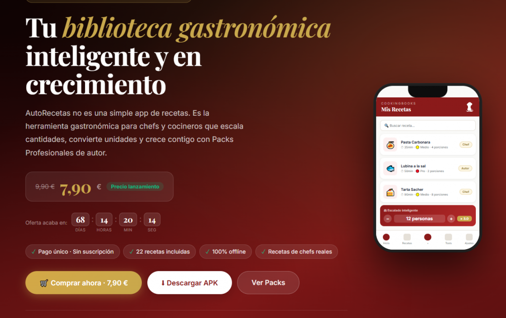 APK Android AUTO-RECETAS - EL PRACTICO. Tu BIBLIOTECA gastronómica